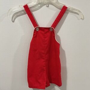 Vintage Sears Infant Toddler Red Romper Overalls Size Large